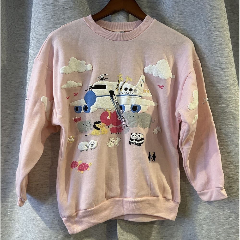Vintage‎ Spumoni Sweatshirt Girls Large Air Noah Animals Graphic Made USA 90s